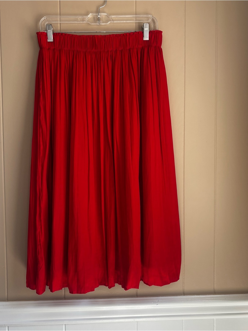 GAP Red Pleated Midi Skirt Women’s Small | Flowy Elastic Waist Lined Skirt NWOT